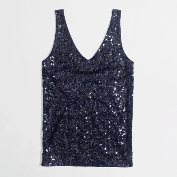 J. Crew Navy Drapey Sequin Tank Small - Picture 3 of 4